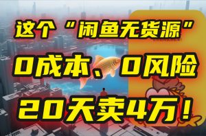 别再瞎忙了！这个“闲鱼无货源”玩法，0成本、0风险，我20天卖4万！-黑斯坦丁项目网