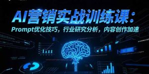 AI营销实战训练课：Prompt优化技巧，行业研究分析，内容创作加速-黑斯坦丁项目网