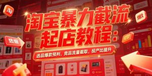 淘宝暴力截流起店教程：选品爆款预判，竞品流量截取，投产比提升-黑斯坦丁项目网