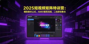2025短视频矩阵特训营：爆款脚本公式，AIMIX智剪流程，二创原创要点-黑斯坦丁项目网