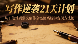 写作逆袭21天计划：从下笔难到爆文创作全链路系统学变现方法论-黑斯坦丁项目网