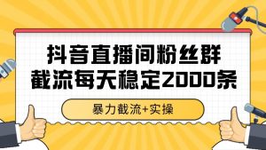 抖音直播间粉丝群截流，稳定采集数据全行业通用 2000+数据一天-黑斯坦丁项目网