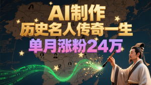 暴力起号！用AI制作历史名人传奇一生，单月涨粉24万，涨粉+变现赛道黑马来了-黑斯坦丁项目网