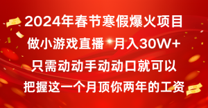 （8721期）2024年春节寒假爆火项目，普通小白如何通过小游戏直播做到月入30W+-黑斯坦丁项目网