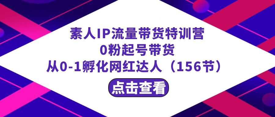 （8776期）繁星·计划素人IP流量带货特训营：0粉起号带货 从0-1孵化网红达人（156节）-黑斯坦丁项目网