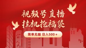 （8759期）最新视频号直播挂机抢福袋项目，简单无脑，批量产出实物，轻松日入500＋-黑斯坦丁项目网