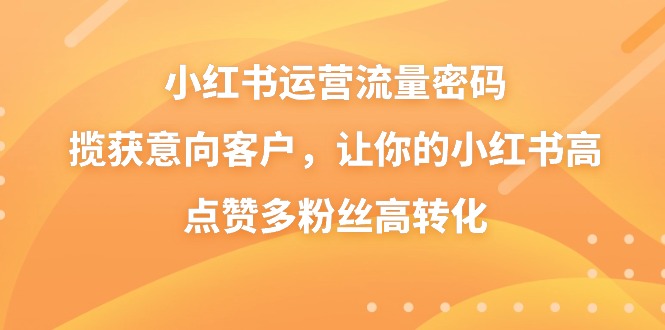（8764期）小红书运营流量密码，揽获意向客户，让你的小红书高点赞多粉丝高转化-黑斯坦丁项目网
