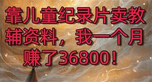 （8808期）靠儿童纪录片卖教辅资料，一个月赚了36800！暴力变现2.0版本，喂饭级教学-黑斯坦丁项目网