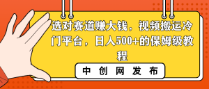 （8793期）选对赛道赚大钱，视频搬运冷门平台，日入500+的保姆级教程-黑斯坦丁项目网