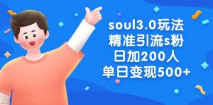 （8885期）soul3.0玩法精准引流s粉，日加200人单日变现500+-黑斯坦丁项目网