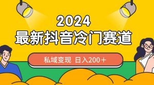 （8960期）2024抖音最新冷门赛道，私域变现轻松日入200＋，作品制作简单，流量爆炸-黑斯坦丁项目网