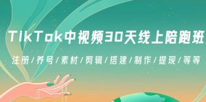 （8963期）TikTok中视频-30天线上陪跑班：注册/养号/素材/剪辑/搭建/制作/提现/等等-黑斯坦丁项目网