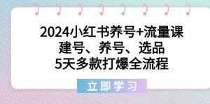 （8974期）2024小红书养号+流量课：建号、养号、选品，5天多款打爆全流程-黑斯坦丁项目网