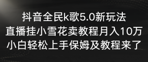 （9021期）抖音全民k歌5.0新玩法，直播挂小雪花卖教程月入10万，小白轻松上手，保…-黑斯坦丁项目网