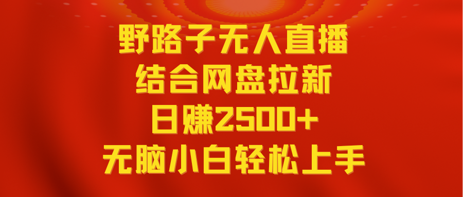 （9025期）无人直播野路子结合网盘拉新，日赚2500+多平台变现，小白无脑轻松上手操作-黑斯坦丁项目网
