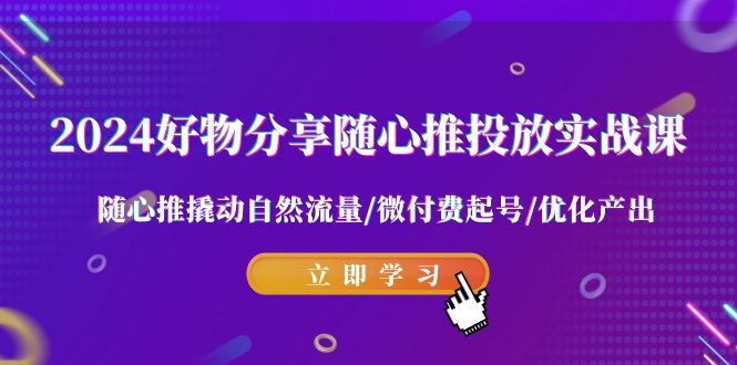 （9030期）2024好物分享-随心推投放实战课 随心推撬动自然流量/微付费起号/优化产出-黑斯坦丁项目网