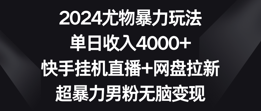 （9074期）2024尤物暴力玩法 单日收入4000+快手挂机直播+网盘拉新 超暴力男粉无脑变现-黑斯坦丁项目网