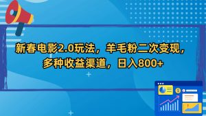 （9057期）新春电影2.0玩法，羊毛粉二次变现，多种收益渠道，日入800+-黑斯坦丁项目网