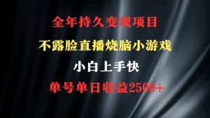 （9168期）2024年 最优项目，烧脑小游戏不露脸直播  小白上手快 无门槛 一天收益2500+-黑斯坦丁项目网