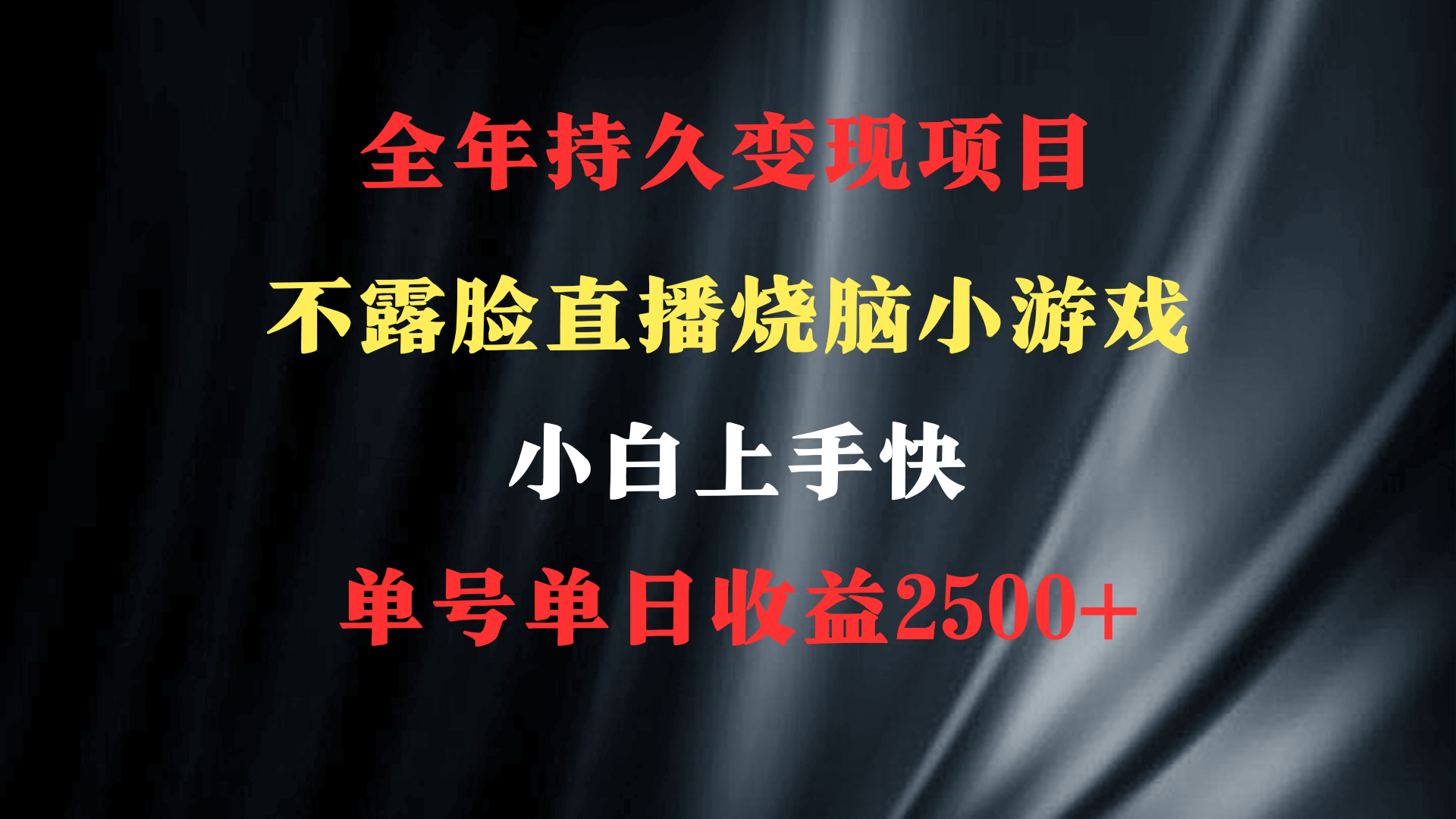 （9168期）2024年 最优项目，烧脑小游戏不露脸直播  小白上手快 无门槛 一天收益2500+-黑斯坦丁项目网