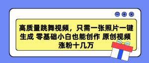 （9222期）高质量跳舞视频，只需一张照片一键生成 零基础小白也能创作 原创视频 涨…-黑斯坦丁项目网