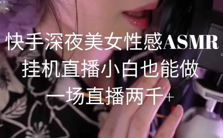 （9243期）快手深夜美女性感ASMR挂机直播，小白也能做，一场直播两千+-黑斯坦丁项目网