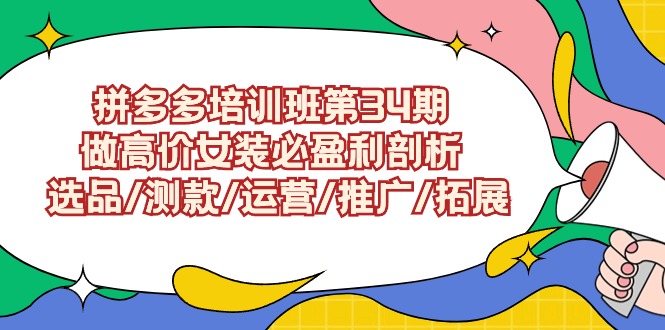 （9333期）拼多多培训班第34期：做高价女装必盈利剖析  选品/测款/运营/推广/拓展-黑斯坦丁项目网