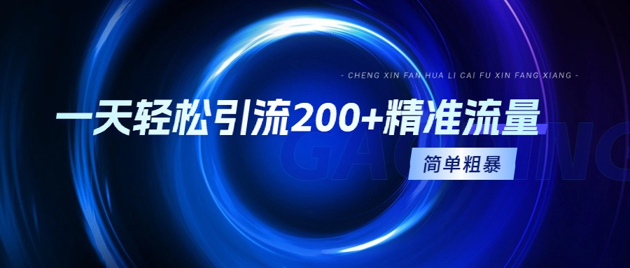 （9359期）一天轻松引流200+精准流量，简单粗暴，一看就会-黑斯坦丁项目网