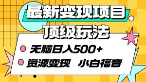 （9297期）最新变现项目顶级玩法 无脑日入500+ 资源变现 小白福音-黑斯坦丁项目网