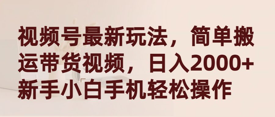 （9486期）视频号最新玩法，简单搬运带货视频，日入2000+，新手小白手机轻松操作-黑斯坦丁项目网