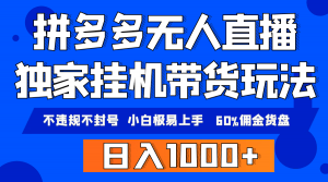 （9511期）拼多多无人直播带货，纯挂机模式，小白极易上手，不违规不封号， 轻松日…-黑斯坦丁项目网