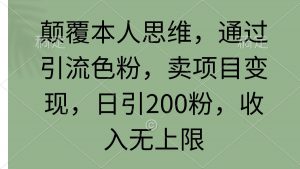 (9523期)颠覆本人思维,通过引流色粉,卖项目变现,日引200粉,收入无上限-黑斯坦丁项目网
