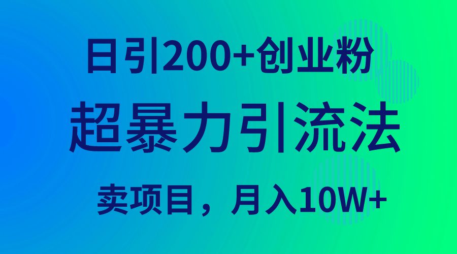 （9654期）超暴力引流法，日引200+创业粉，卖项目月入10W+-黑斯坦丁项目网