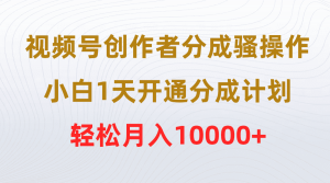 （9656期）视频号创作者分成骚操作，小白1天开通分成计划，轻松月入10000+-黑斯坦丁项目网