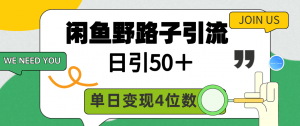 （9658期）闲鱼野路子引流创业粉，日引50＋，单日变现四位数-黑斯坦丁项目网