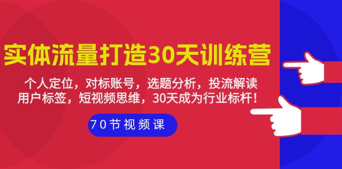 （9782期）实体-流量打造-30天训练营：个人定位，对标账号，选题分析，投流解读-70节-黑斯坦丁项目网