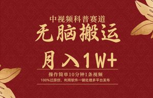（9846期）中视频科普赛道，10分钟1条视频，条条爆款，100%过原创，无脑搬运月入1W+-黑斯坦丁项目网