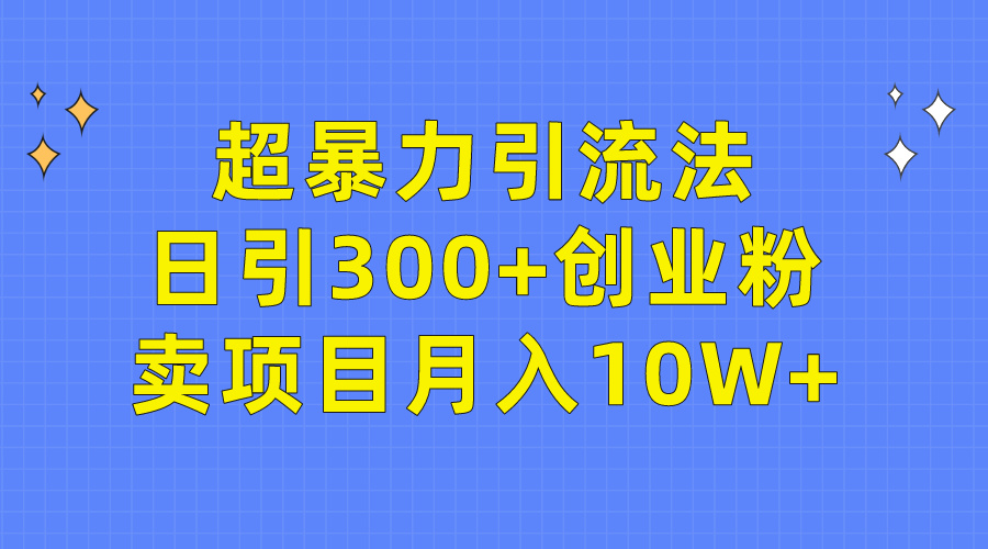 (9954期)超暴力引流法,日引300+创业粉,卖项目月入10W+-黑斯坦丁项目网