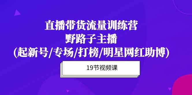 (10016期)直播带货流量特训营,野路子主播(起新号/专场/打榜/明星网红助博)19节课-黑斯坦丁项目网