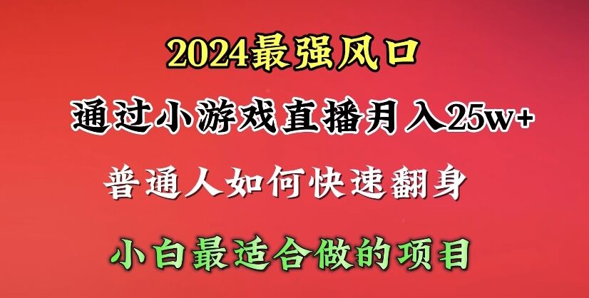 (10020期)2024年最强风口,通过小游戏直播月入25w+单日收益5000+小白最适合做的项目-黑斯坦丁项目网