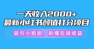（10187期）一天收入2000+，最新小红书颜值打分项目，吸引小姐姐，刷爆后端收益-黑斯坦丁项目网