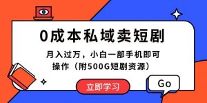 （10226期）0成本私域卖短剧，月入过万，小白一部手机即可操作（附500G短剧资源）-黑斯坦丁项目网