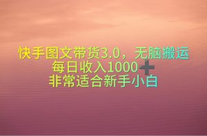 (10252期)快手图文带货3.0,无脑搬运,每日收入1000+,非常适合新手小白-黑斯坦丁项目网