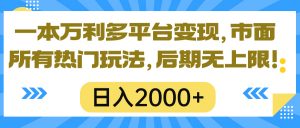 （10311期）一本万利多平台变现，市面所有热门玩法，日入2000+，后期无上限！-黑斯坦丁项目网