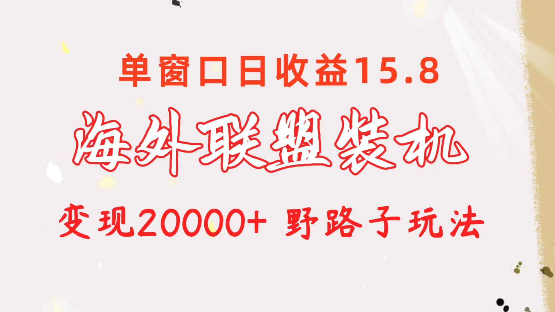 (10475期)海外联盟装机 单窗口日收益15.8 变现20000+ 野路子玩法-黑斯坦丁项目网