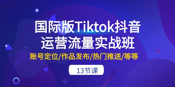 (10712期)国际版Tiktok抖音运营流量实战班:账号定位/作品发布/热门推送/等等-13节-黑斯坦丁项目网
