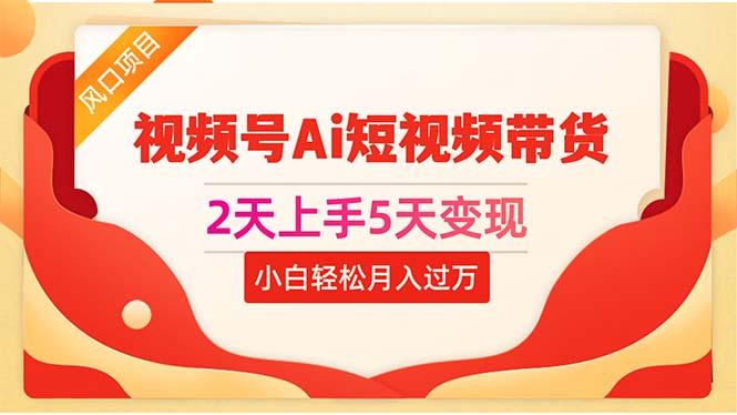 （10807期）2天上手5天变现视频号Ai短视频带货0粉丝0基础小白轻松月入过万-黑斯坦丁项目网