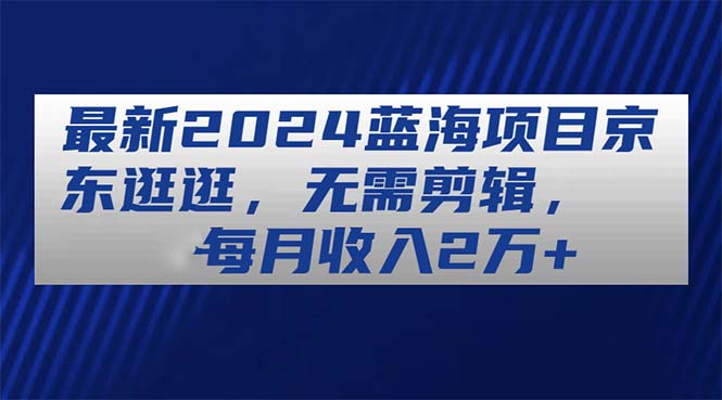 （11041期）最新2024蓝海项目京东逛逛，无需剪辑，每月收入2万+-黑斯坦丁项目网