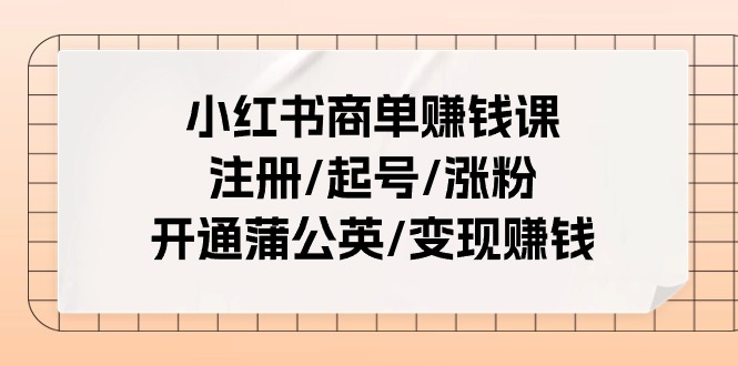 （11130期）小红书商单赚钱课：注册/起号/涨粉/开通蒲公英/变现赚钱（25节课）-黑斯坦丁项目网