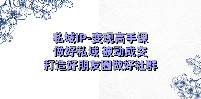 (11209期)私域IP-变现高手课:做好私域 被动成交,打造好朋友圈做好社群(18节)-黑斯坦丁项目网